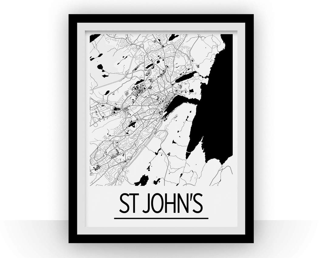 St Johns Map Poster - nl Map Print - Art Deco Series