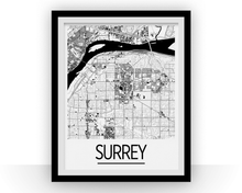 Load image into Gallery viewer, Surrey British Columbia Map Poster - British Columbia Map Print - Art Deco Series
