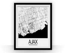 Load image into Gallery viewer, Ajax Ontario Map Poster - Ontario Map Print - Art Deco Series
