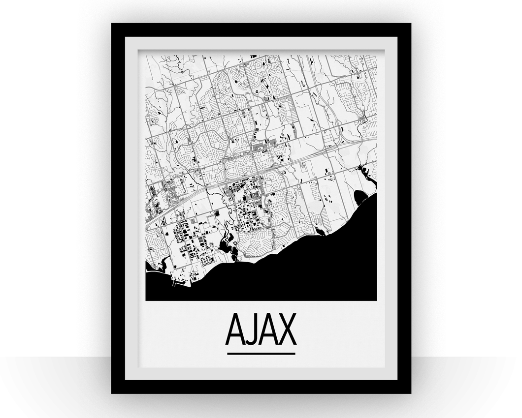 Affiche cartographique de Ajax Ontario - Style Art Déco