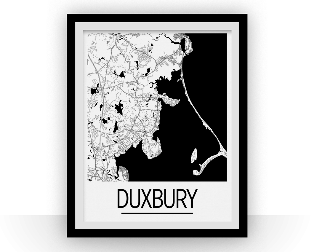 Duxbury Map Poster - Massachusetts Map Print - Art Deco Series