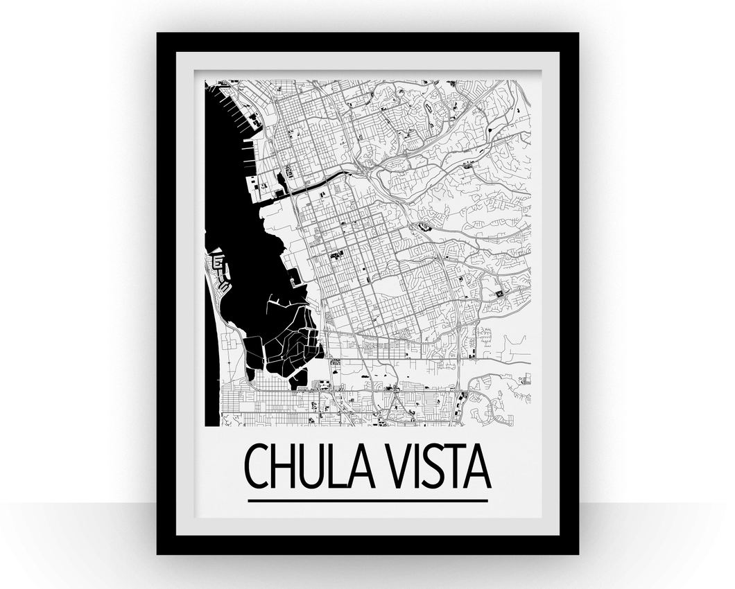 Chula Vista Map Poster - usa Map Print - Art Deco Series