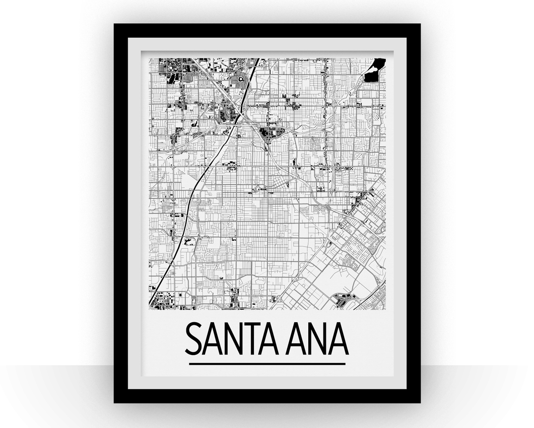 Santa Ana Map Poster - usa Map Print - Art Deco Series