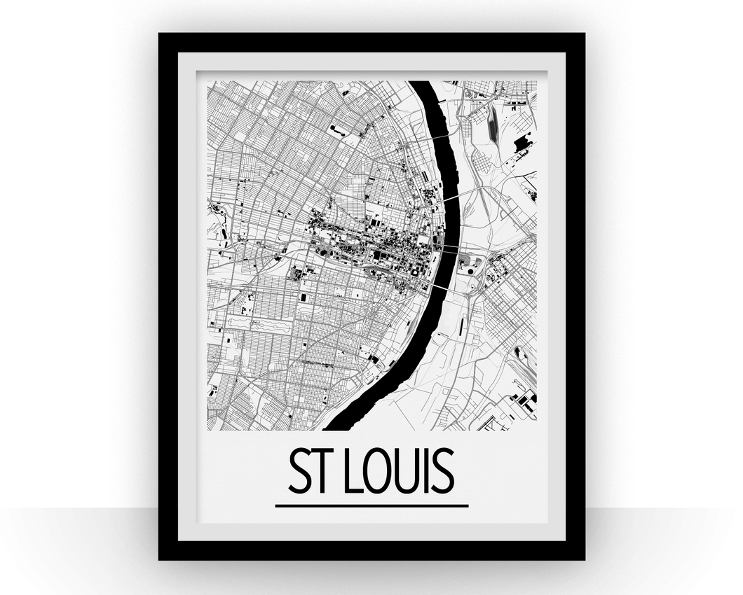 St Louis Map Poster - usa Map Print - Art Deco Series