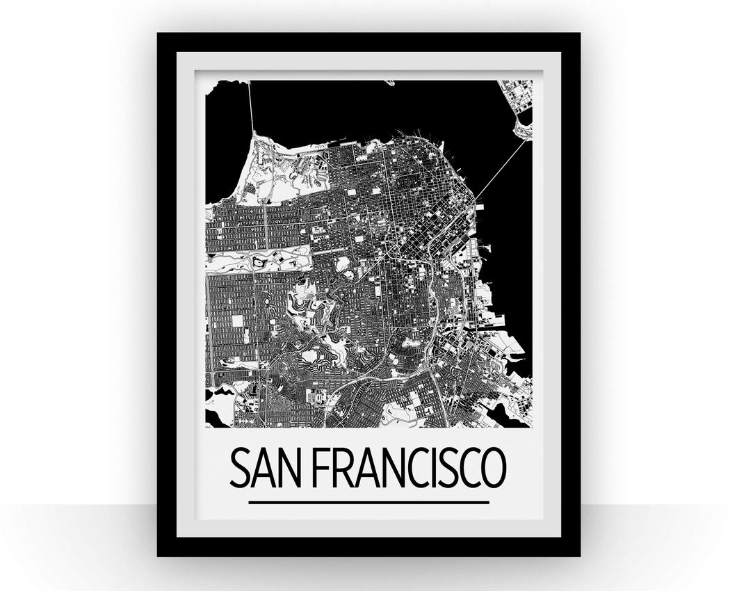 San Francisco Map Poster - usa Map Print - Art Deco Series