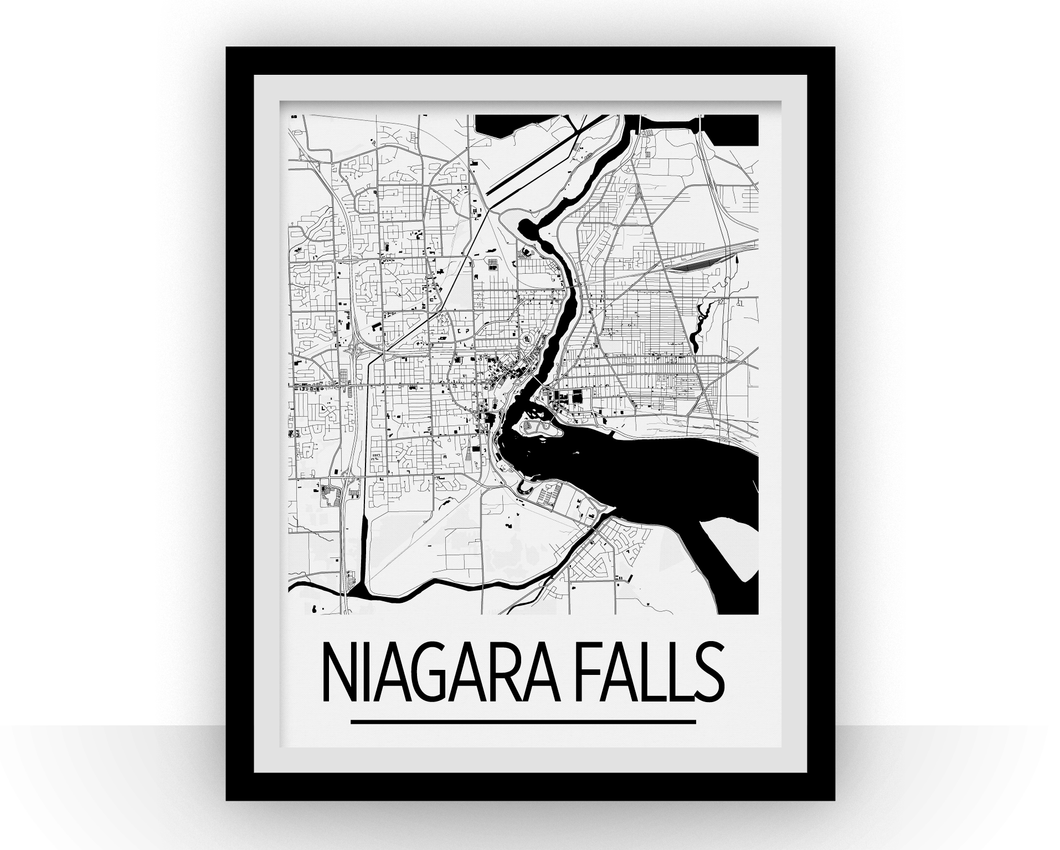 Affiche cartographique de Niagara Falls - Style Art Déco