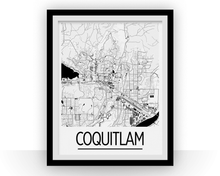 Load image into Gallery viewer, Coquitlam British Columbia Map Poster - British Columbia Map Print - Art Deco Series
