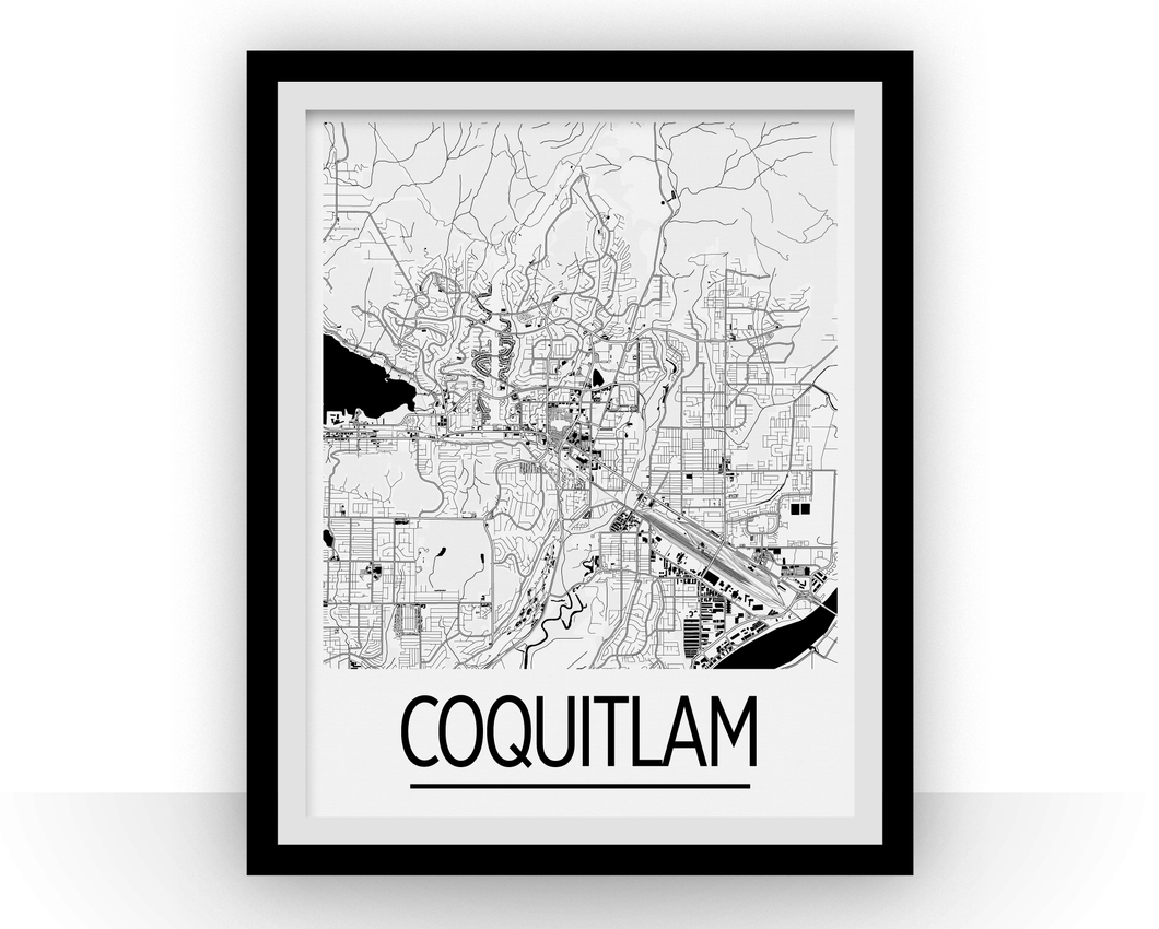 Coquitlam British Columbia Map Poster - British Columbia Map Print - Art Deco Series