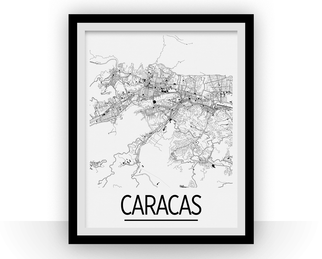 Caracas Map Poster - venezuela Map Print - Art Deco Series