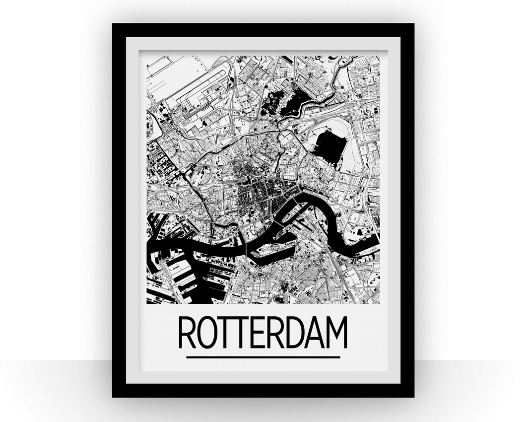 Rotterdam Map Poster - Netherlands Map Print - Art Deco Series