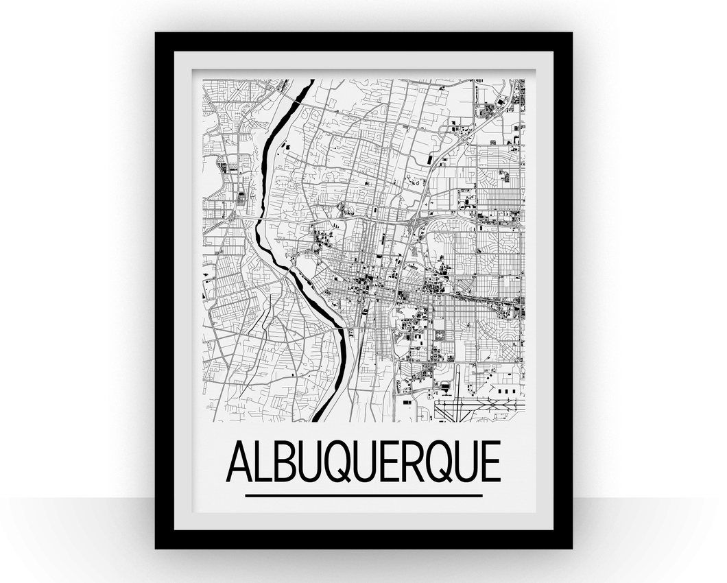 Albuquerque Map Poster - usa Map Print - Art Deco Series