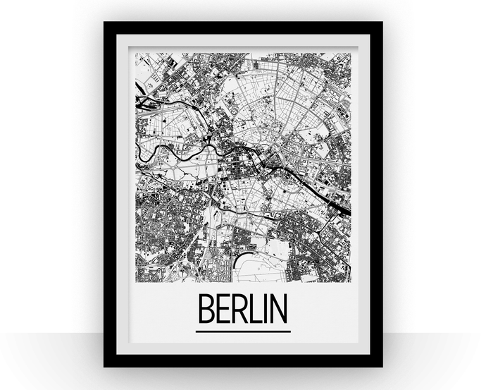 Berlin Map Poster - germany Map Print - Art Deco Series