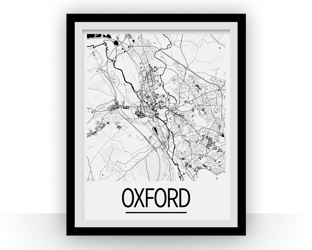 Oxford Map Poster - uk Map Print - Art Deco Series