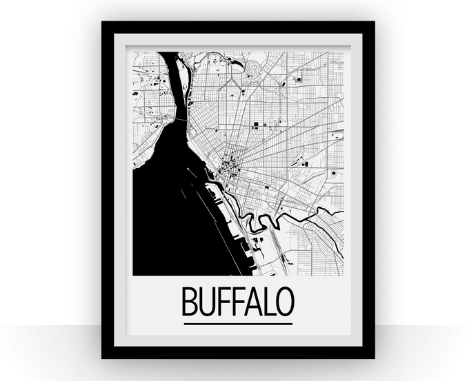 Buffalo Map Poster - usa Map Print - Art Deco Series
