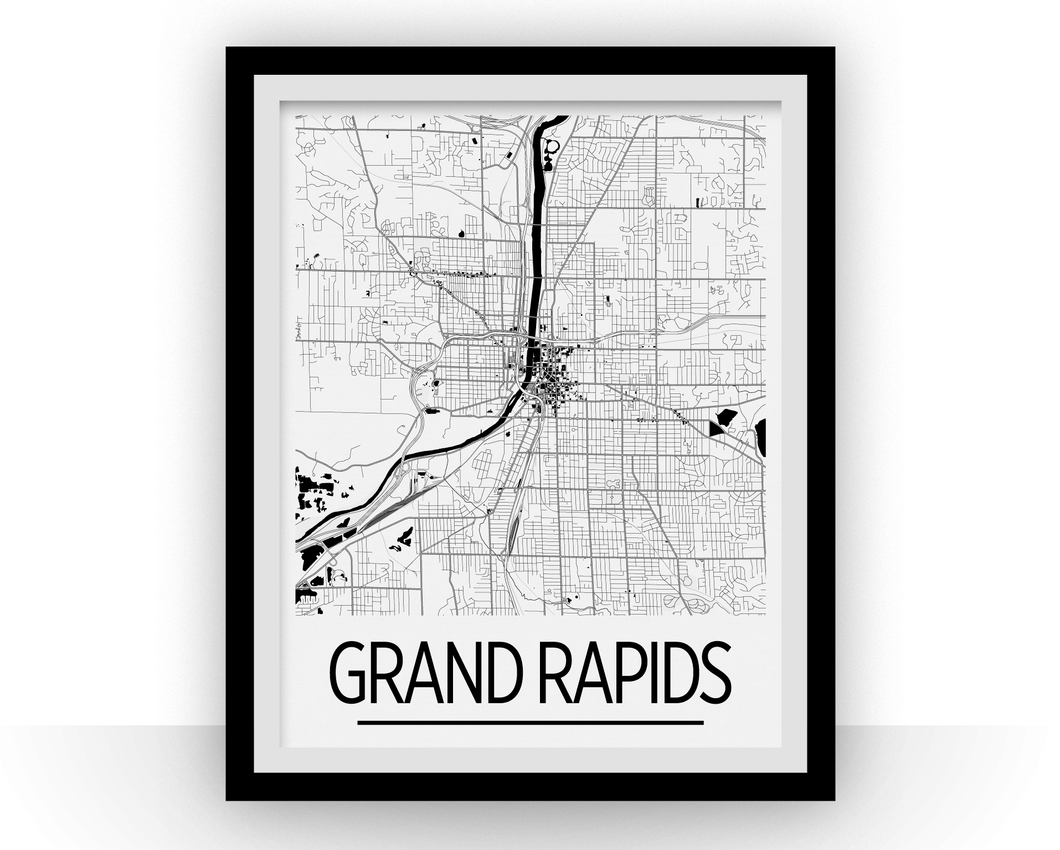 Grand Rapids Map Poster - usa Map Print - Art Deco Series
