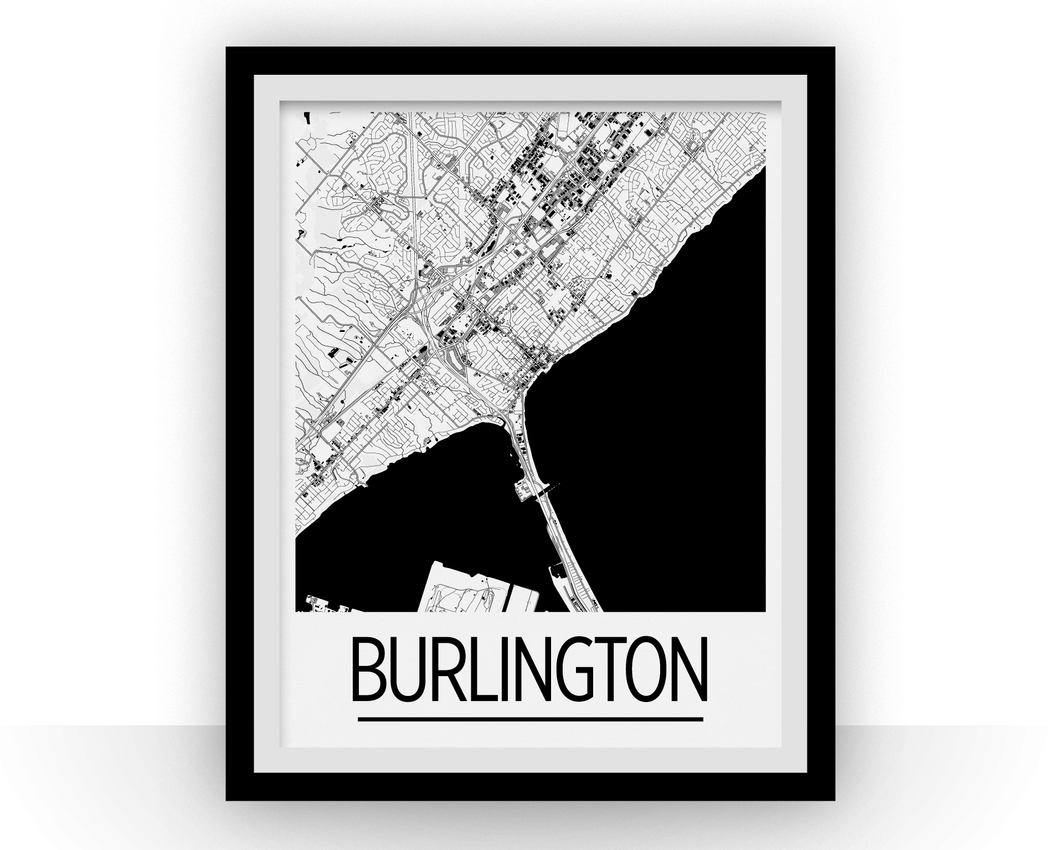 Burlington ON Map Poster - Ontario Map Print - Art Deco Series