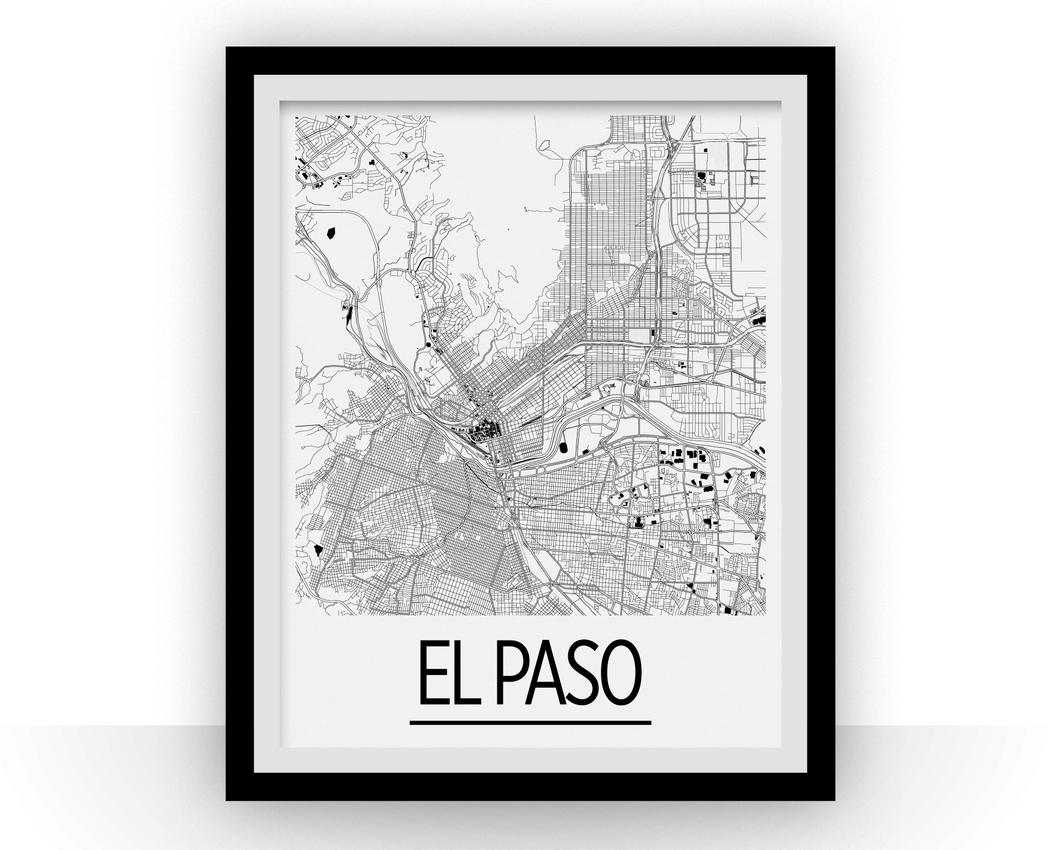 El Paso Map Poster - usa Map Print - Art Deco Series