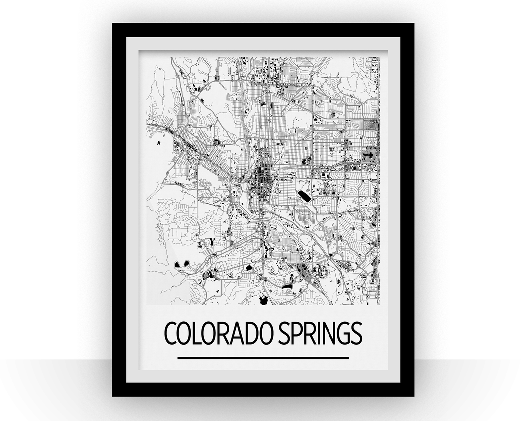 Colorado Springs Map Poster - usa Map Print - Art Deco Series