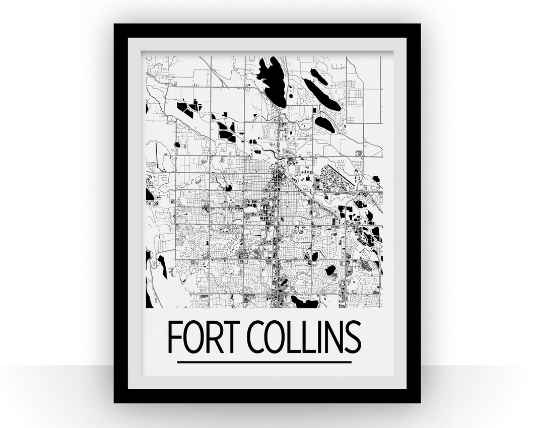 Fort Collins Map Poster - Colorado Map Print - Art Deco Series
