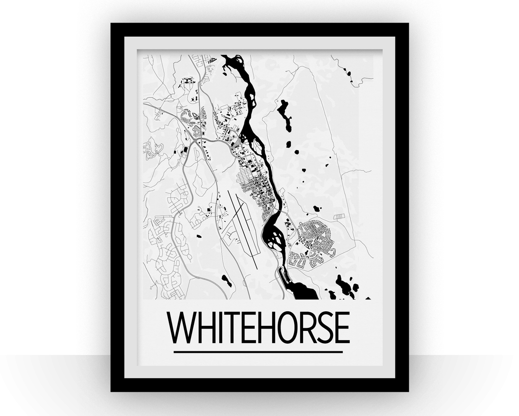 Whitehorse Map Poster - Canada Map Print - Art Deco Series