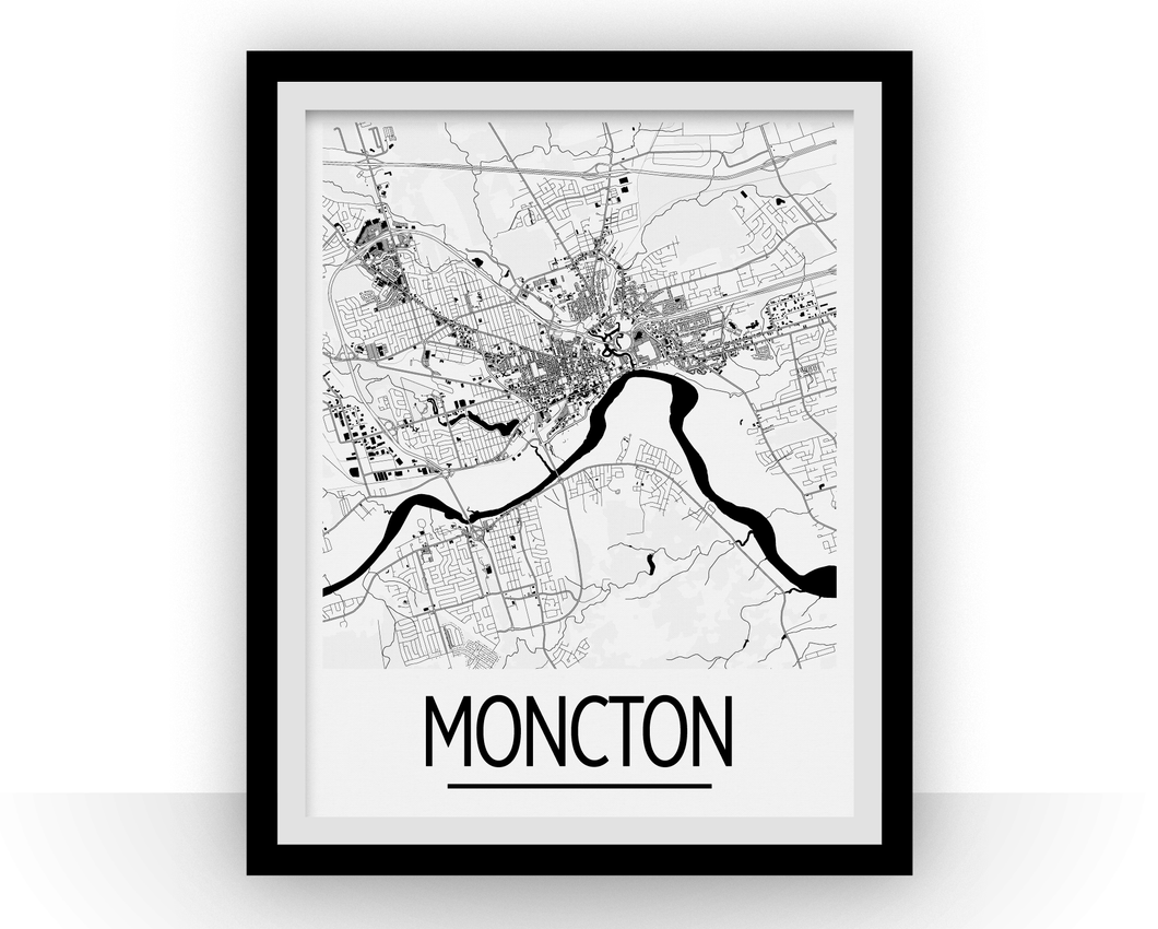 Affiche cartographique de Moncton New Brunswick - Style Art Déco