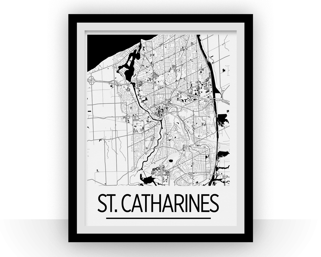Affiche cartographique de St Catharines Ontario - Style Art Déco