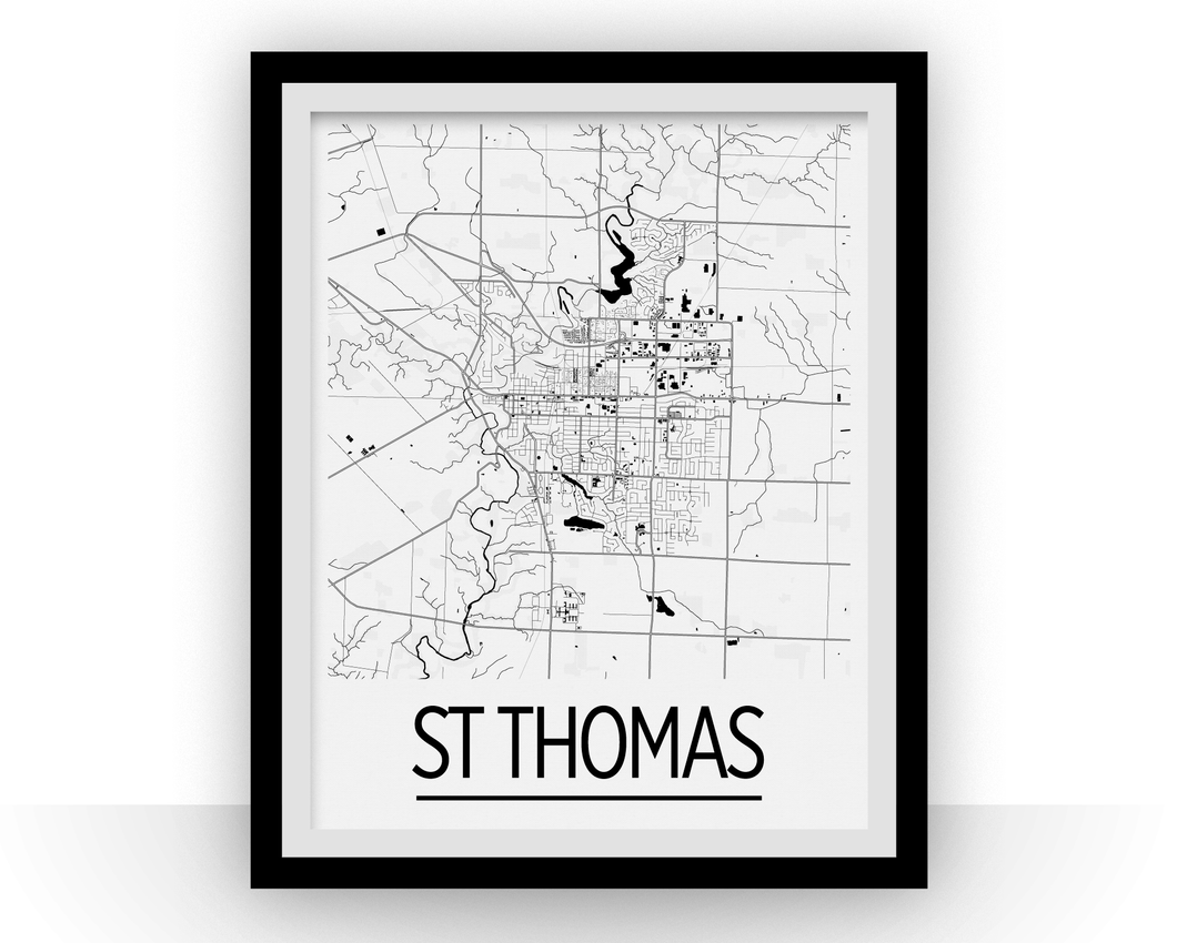 St Thomas Ontario Map Poster - Ontario Map Print - Art Deco Series