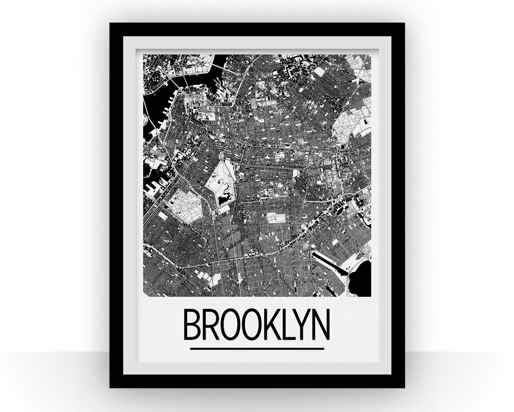 Brooklyn Map Poster - New York Map Print - Art Deco Series
