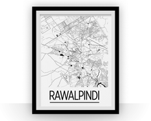 Load image into Gallery viewer, Rawalpindi Map Poster - Pakistan Map Print - Art Deco Series
