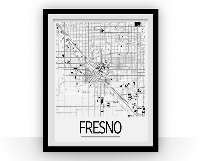 Fresno Map Poster - usa Map Print - Art Deco Series