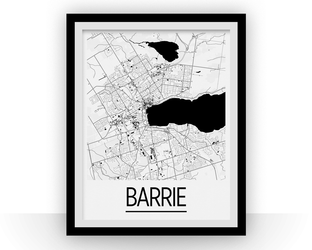 Affiche cartographique de Barrie Ontario - Style Art Déco