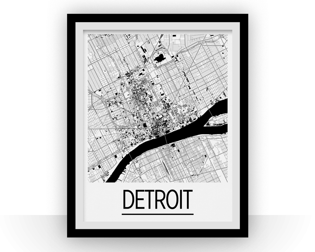Detroit Map Poster - usa Map Print - Art Deco Series