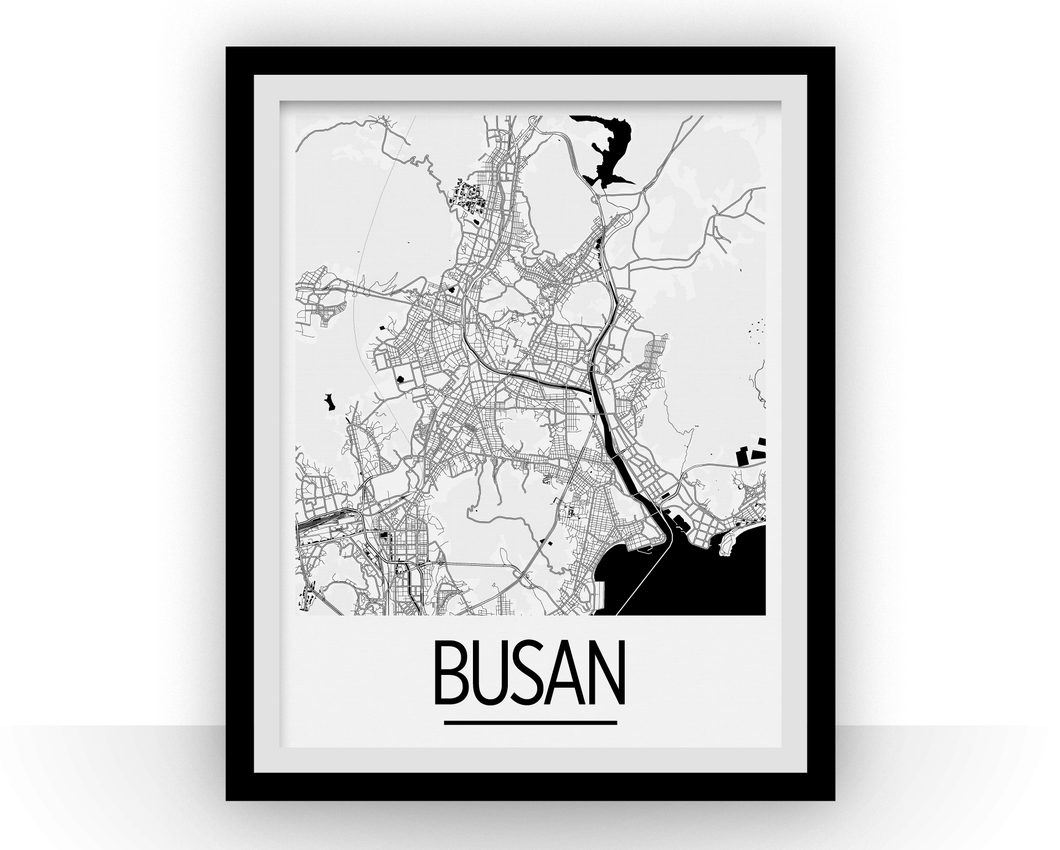 Busan Map Poster - south korea Map Print - Art Deco Series