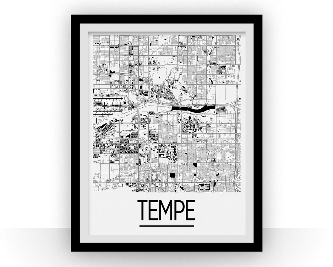 Affiche cartographique de Tempe AZ - Style Art Déco
