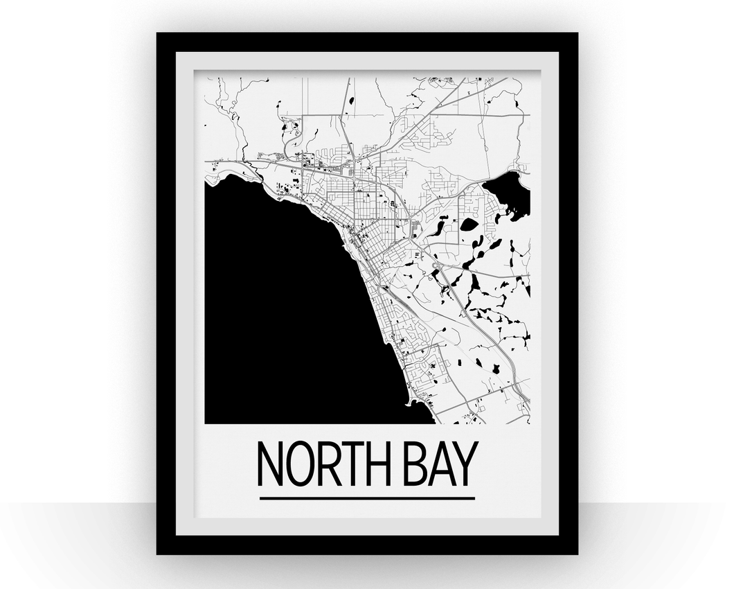 Affiche cartographique de North Bay Ontario - Style Art Déco