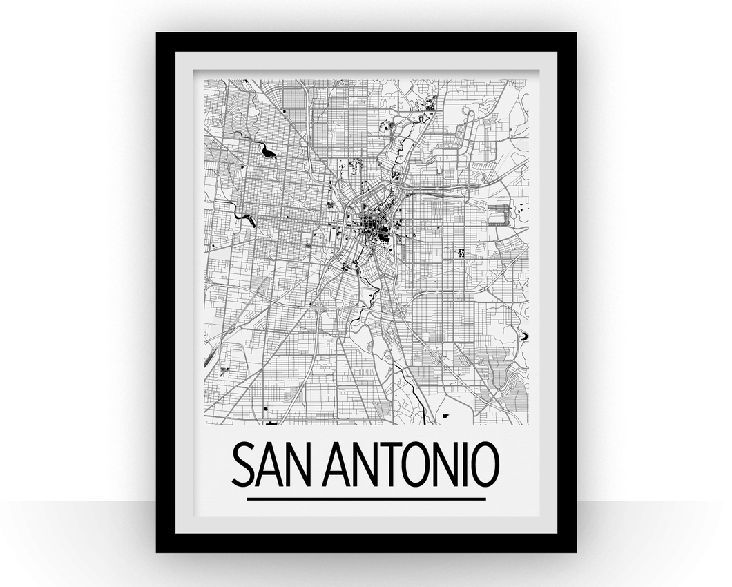 San Antonio Map Poster - usa Map Print - Art Deco Series