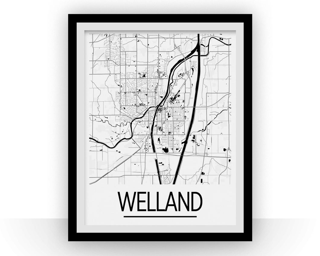 Welland Ontario Map Poster - Ontario Map Print - Art Deco Series