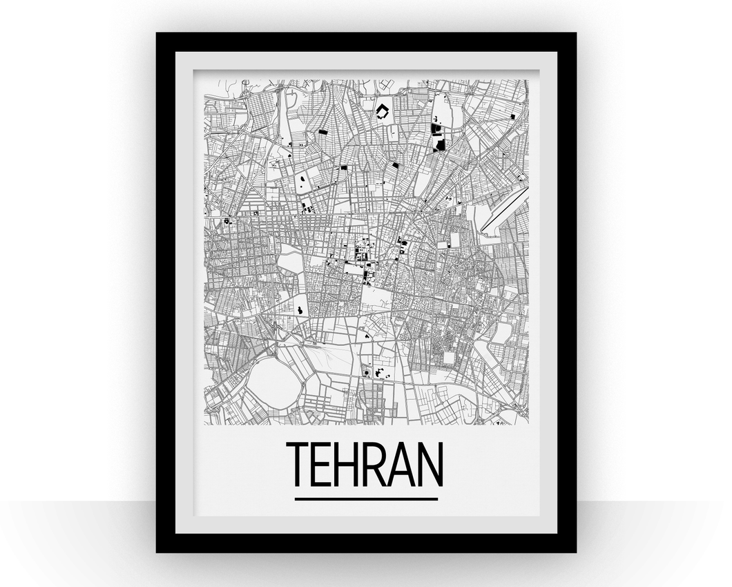 Tehran Map Poster - iran Map Print - Art Deco Series