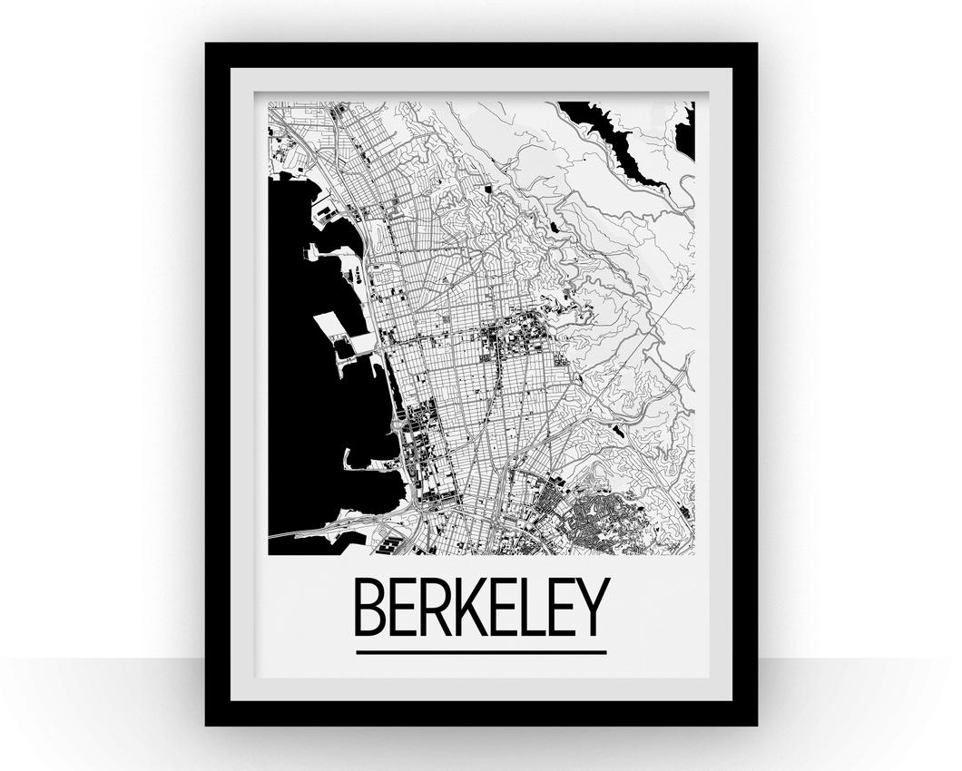 Affiche cartographique de Berkeley - Style Art Déco