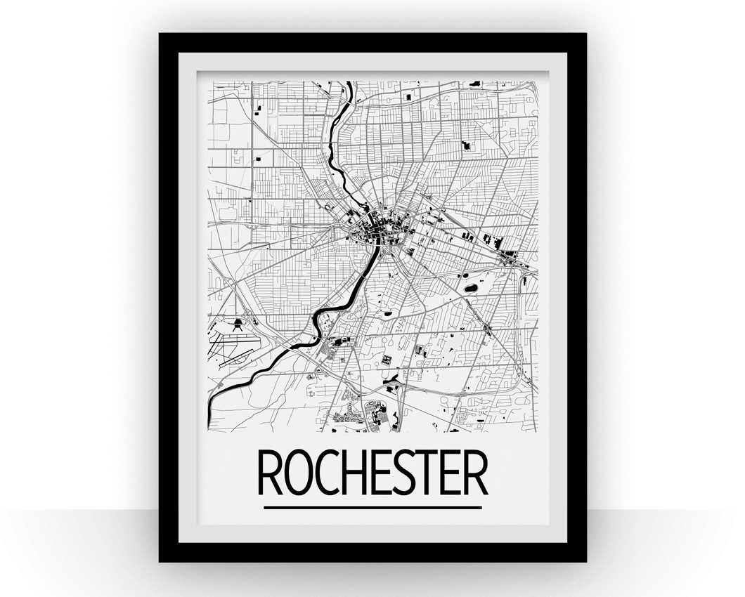 Rochester Map Poster - usa Map Print - Art Deco Series