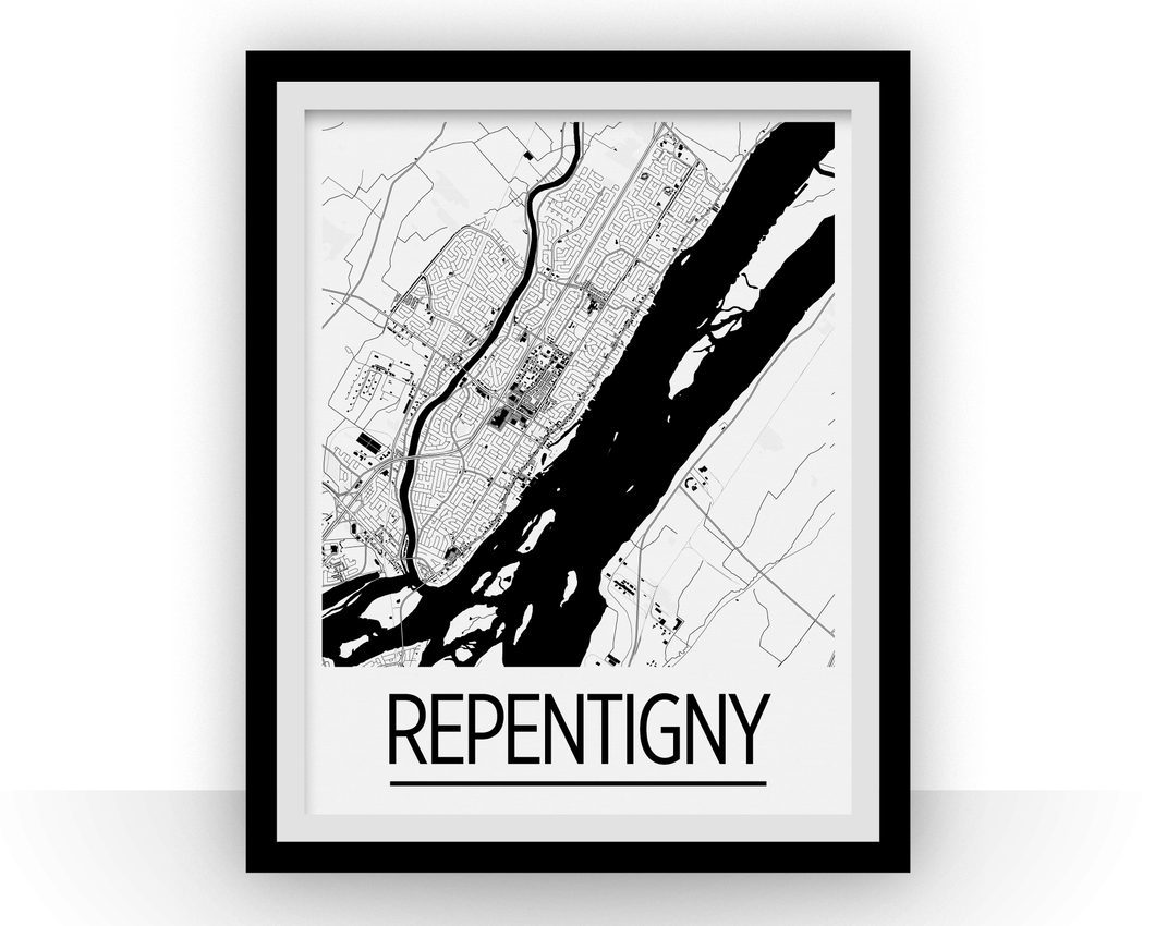 Affiche cartographique de Repentigny Quebec - Style Art Déco