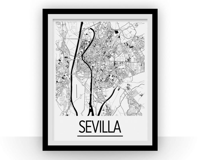 Sevilla Map Poster - spain Map Print - Art Deco Series