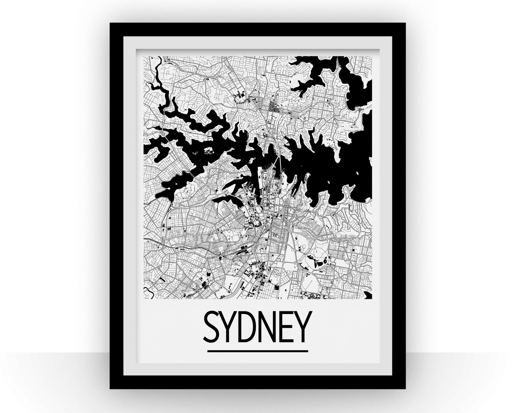 Sydney Map Poster - australia Map Print - Art Deco Series