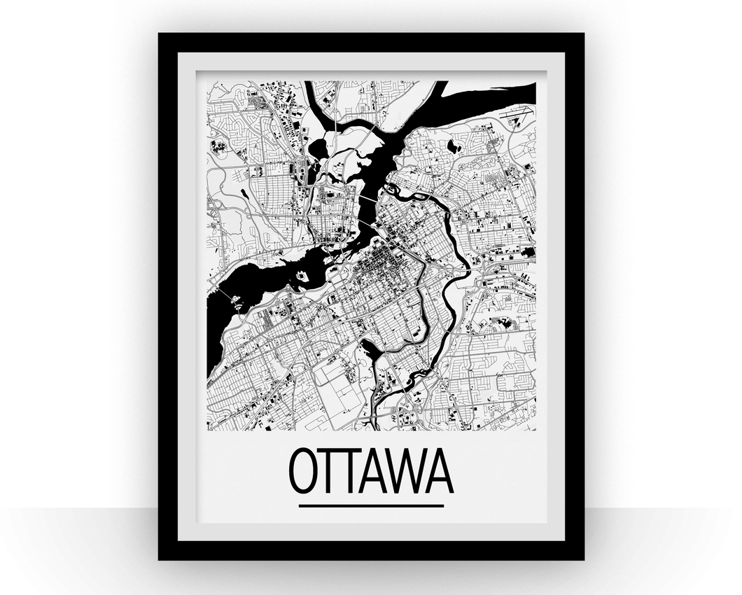 Ottawa Map Poster - canada Map Print - Art Deco Series