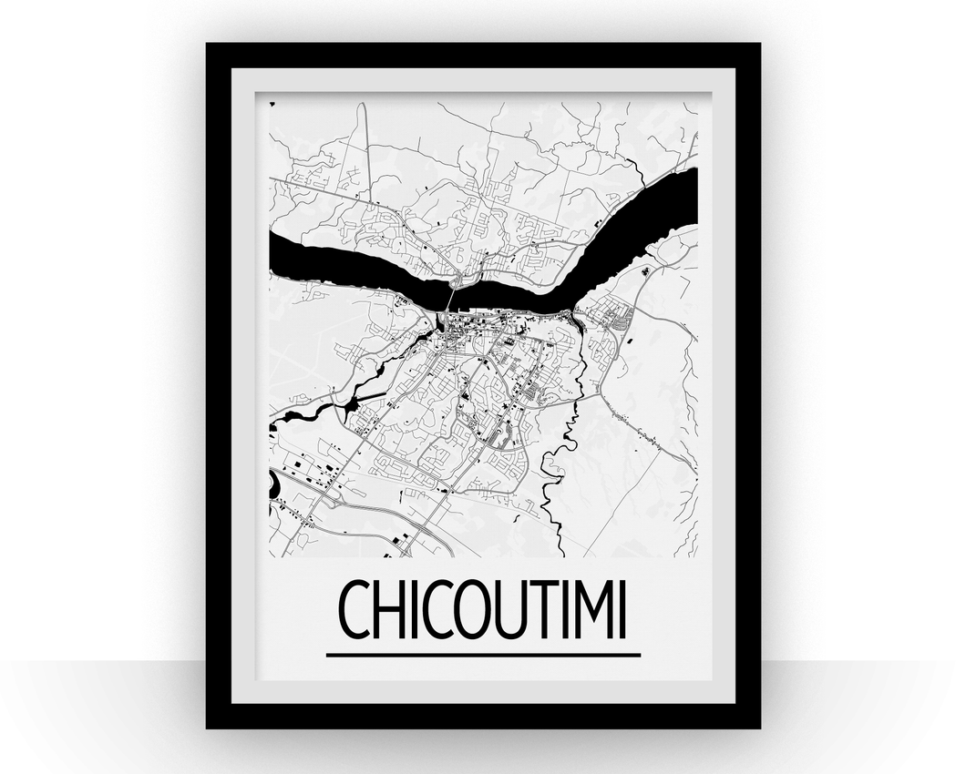 Affiche cartographique de Chicoutimi - Style Art Déco