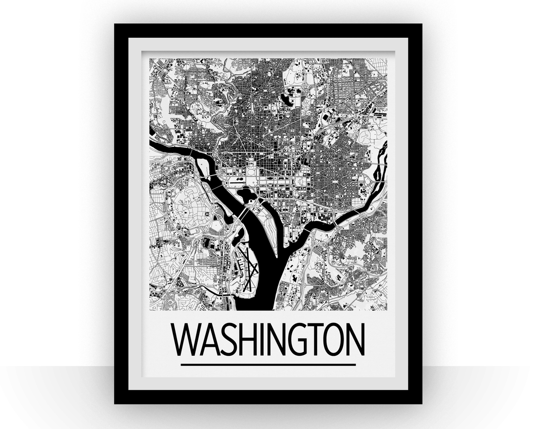 Washington Map Poster - usa Map Print - Art Deco Series