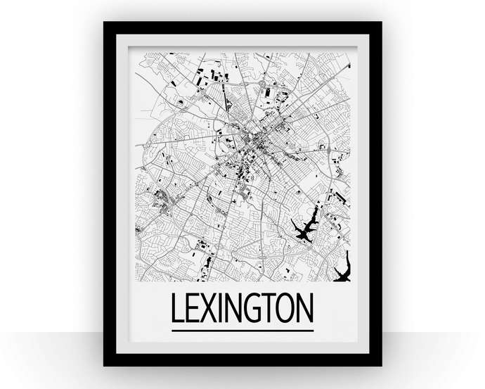 Lexington Map Poster - usa Map Print - Art Deco Series