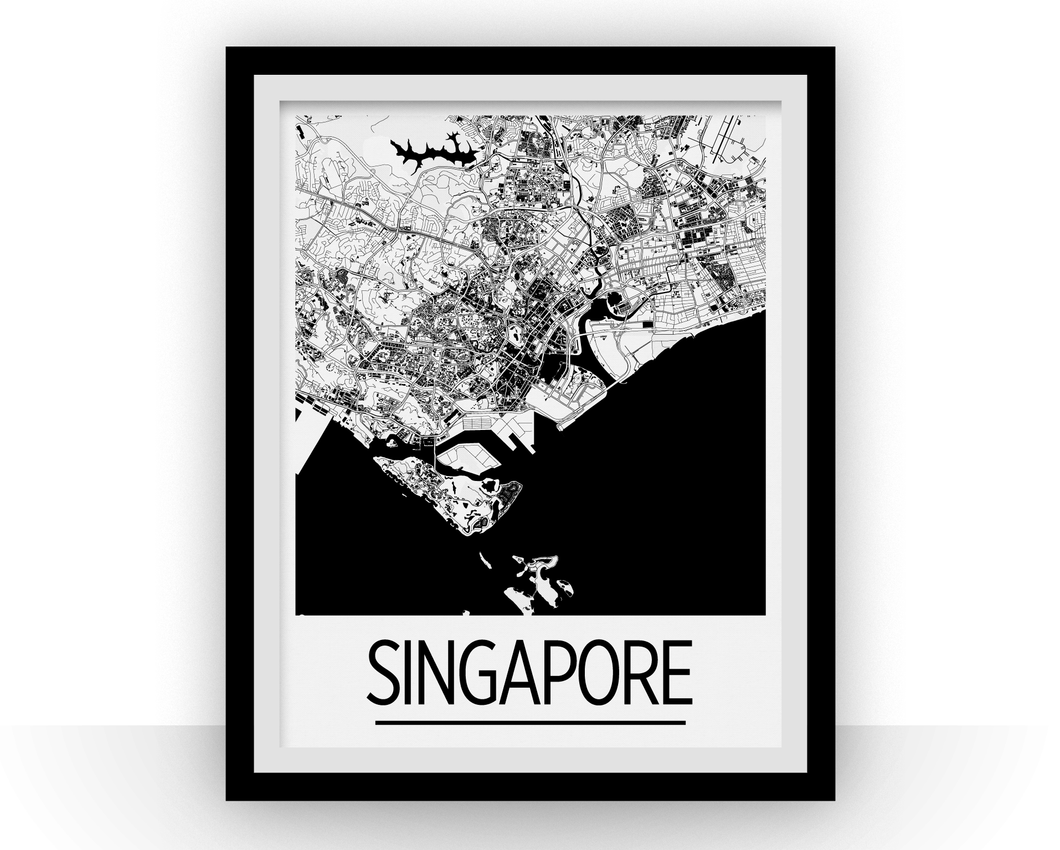 Singapore Map Poster - singapore Map Print - Art Deco Series