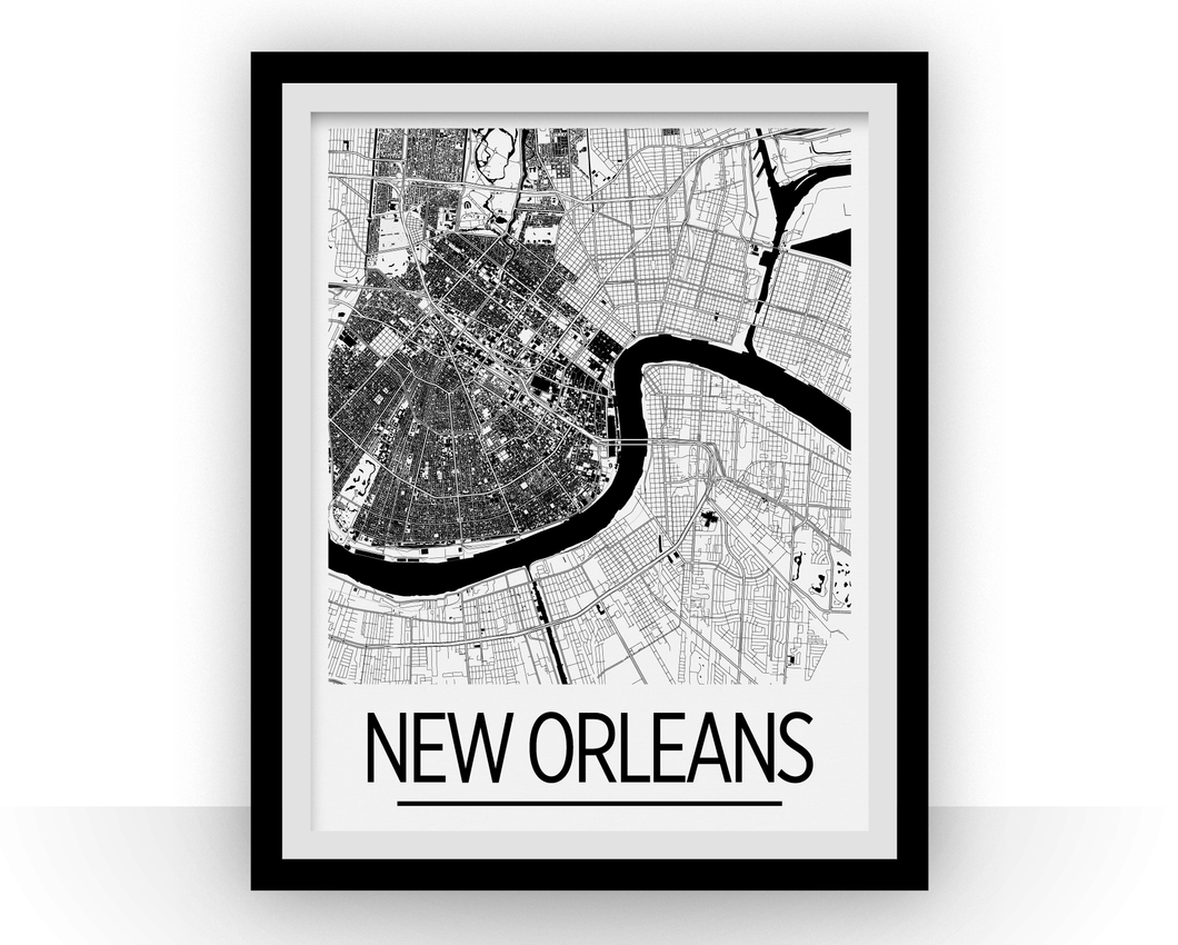 New Orleans Map Poster - usa Map Print - Art Deco Series