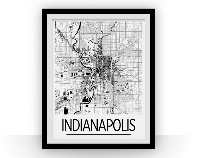 Indianapolis Map Poster - usa Map Print - Art Deco Series